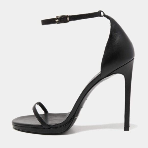 BRAND NEW Saint Laurent Paris Black Leather Jane Ankle Strap Sandals heels sz 39 - Picture 2 of 6